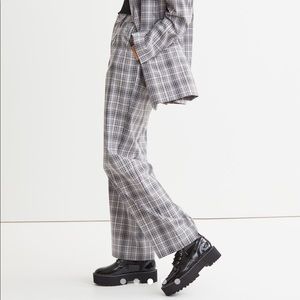 H&M wide leg plaid trousers